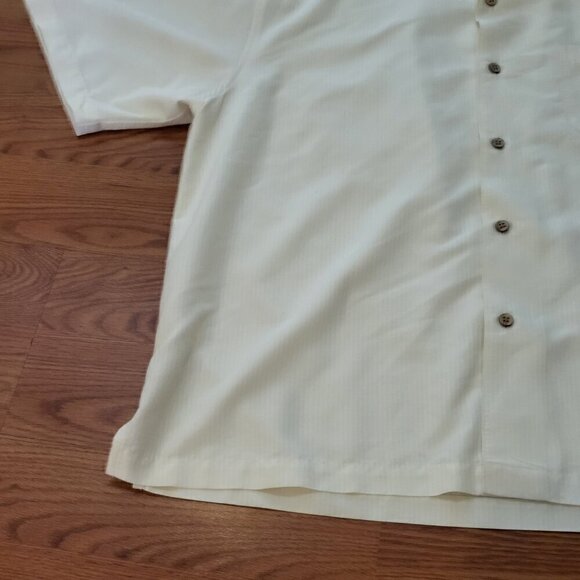 Cubavera Men's Shirt XL Linen Rayon Beige Cream Relaxed Short Sleeve Pocket - Picture 3 of 15